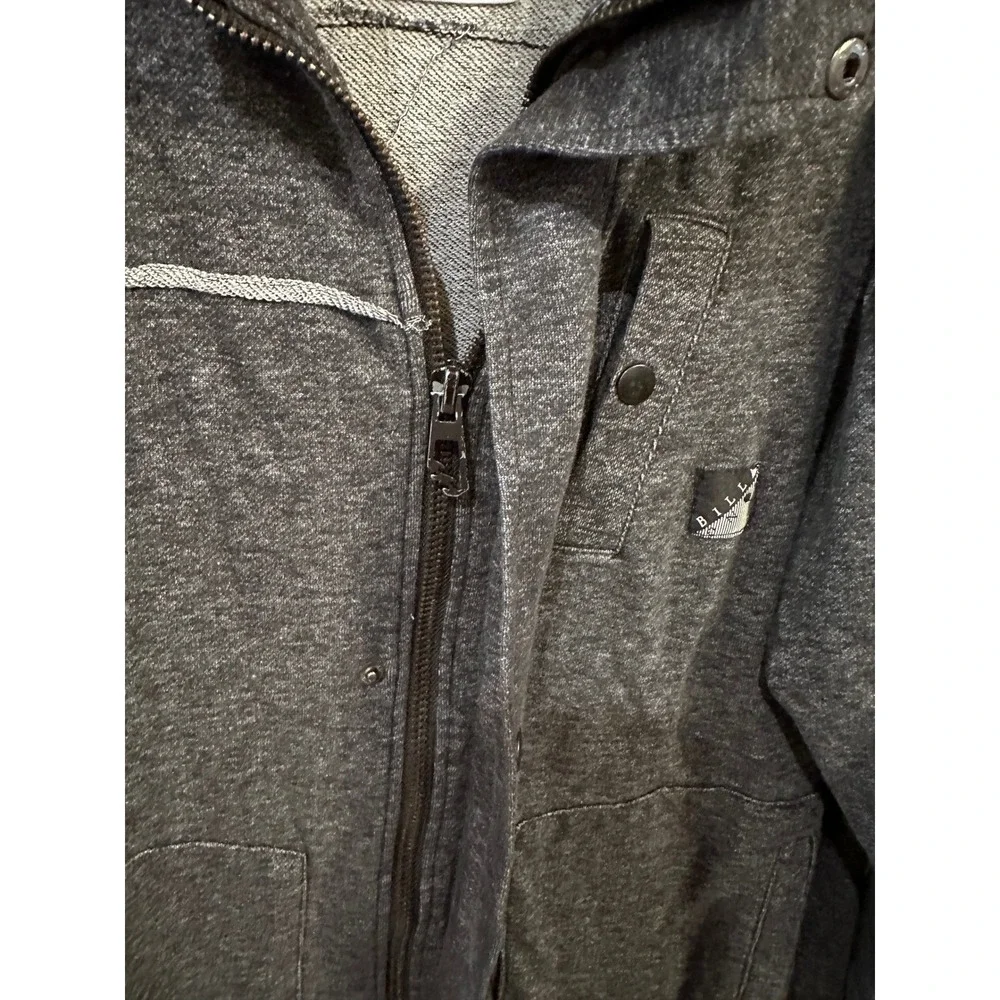 Y2K Billabong Mens Full Zip Jacket Gray Button Detail Cotton Blend Medium